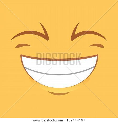 square happy emoticon or smiley icon on yellow background