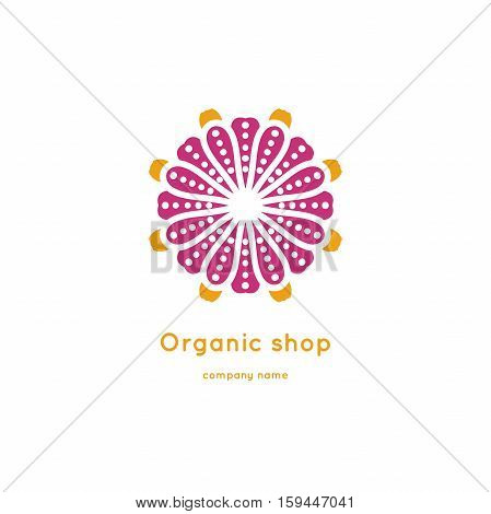 Decorative flower element. Ornamental vector symbols. Circle colorful icon. Isolated abstract colorful vector logo. Vector vintage mandala logo. Kaleidoscope flower.