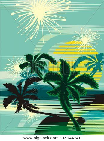 Lever du soleil tropical, série d'illustration vectorielle.