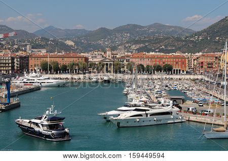 Nice France - August 23 2013: view of The Port De Nice on August 23 2013 in Nice France.