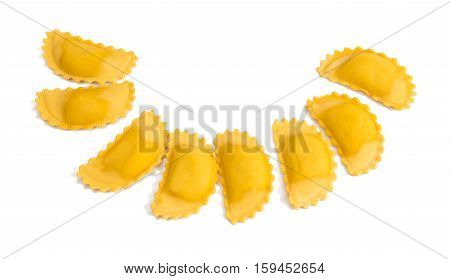 italian Ravioli pasta isolated over white background.