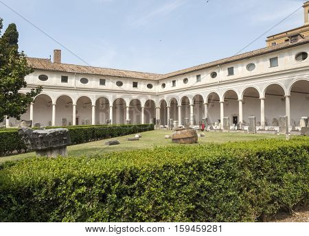 ROME, ITALY - JUNE 12, 2015: The baths of Diocletian (Thermae Diocletiani) in Rome. Italy
