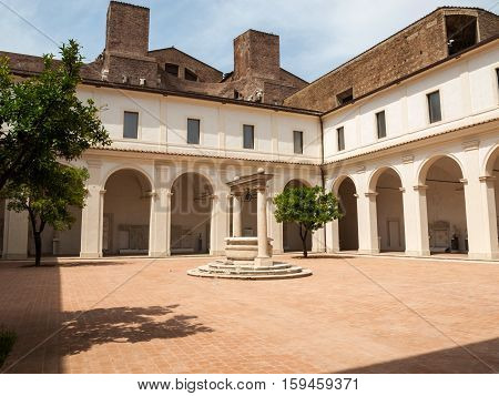 ROME, ITALY - JUNE 12, 2015: The baths of Diocletian (Thermae Diocletiani) in Rome. Italy