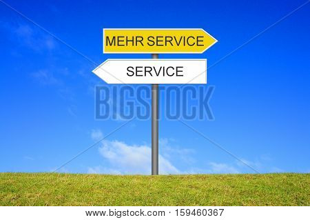Signpost outside is showing Service or More Service in german language