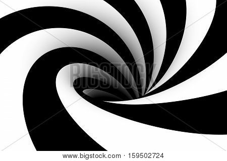 black hole black and white 3d illustration