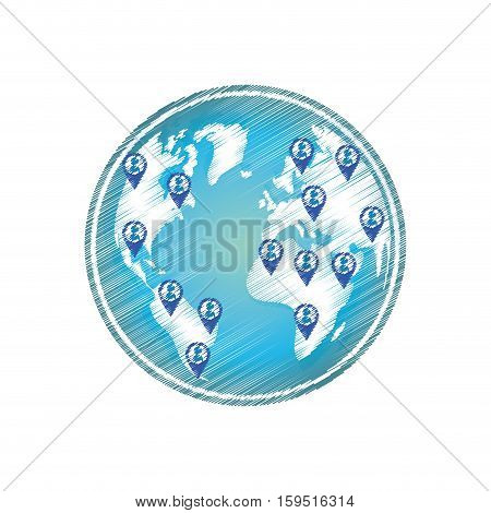 Earth world planet icon vector illustration graphic design