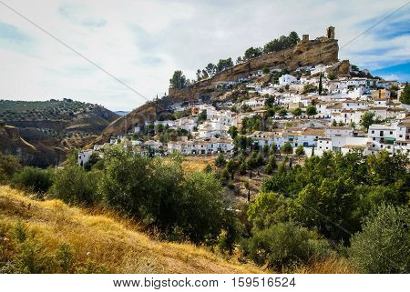 Beautiful Cityscape With Castle On  Hill In Montefrio, Spain