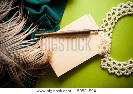rerto background with drapery and notebook with copy space