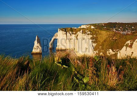 Scenic View Of Etretat Cliffs