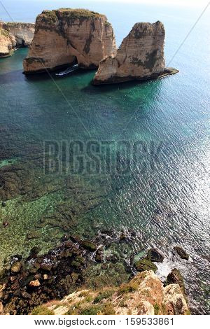 Pigeon Rocks. Raouche District, Beirut, Lebanon, Middle East
