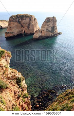 Pigeon Rocks. Raouche District, Beirut, Lebanon, Middle East