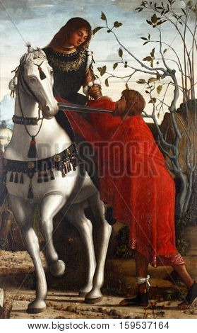 ZADAR, CROATIA - DECEMBER 12: Vittore Carpaccio: St. Martin, Altarpiece, permanent exhibition of church art in Zadar, Croatia on December 12, 2011