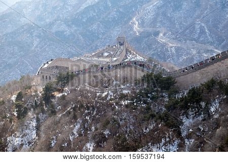 BADALING - FEBRUARY 24:  The Great Wall of China in Badaling, China, February 24, 2016.