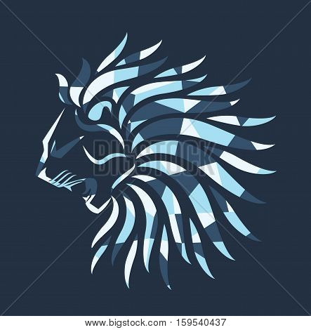 Lion polygon blue logo design vector stock