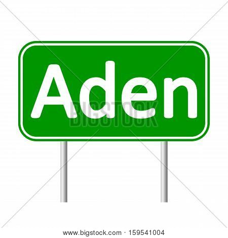 Aden road sign isolated on white background.