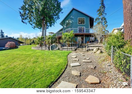 Beautiful Waterfront Home Exterior On Lake Tapps.