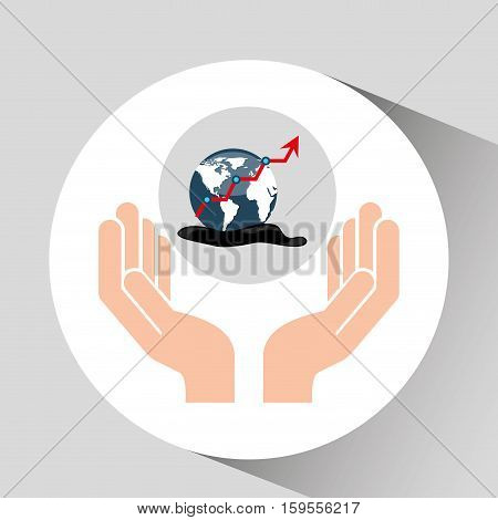 hand oil industry world upward arrow vector illustration eps 10