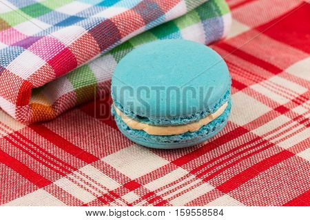 Colorful Macaroon On Tablecloth