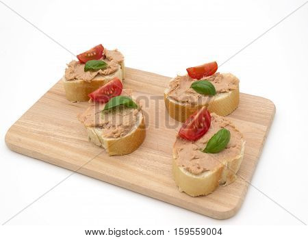 butterbrot with pate isolated on white background