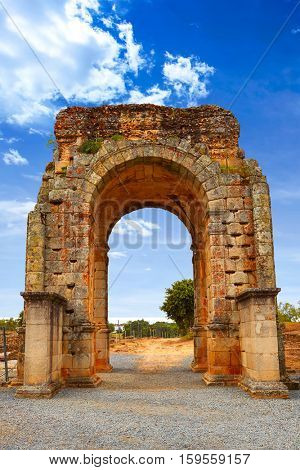 Arch roman of Caparra in Spain Extremadura by the Via de la Plata way