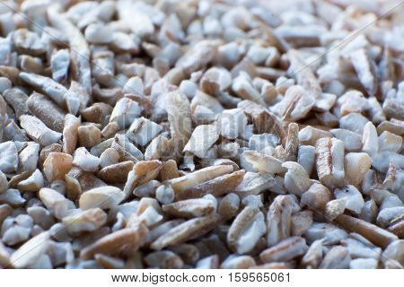 Abstract macro shot of ground rye on the table