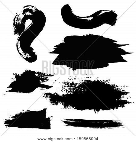 Set of black paint ink brush strokes brushes lines. Dirty artistic design elements boxes frames