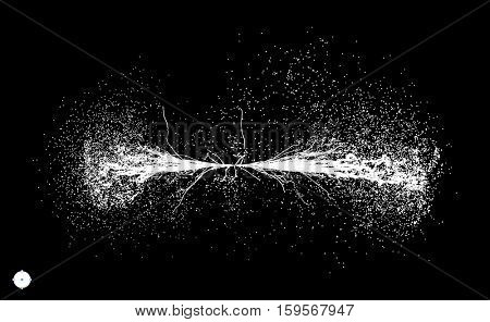 Point Explode. Array with Dynamic Emitted Particles. Abstract Dynamic Background. Vector Illustration.
