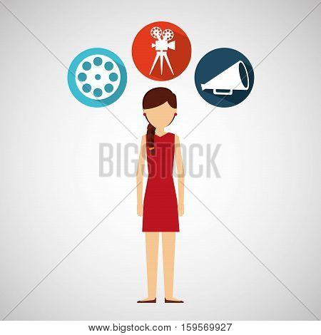 cartoon girl movie icons vector illustration eps 10