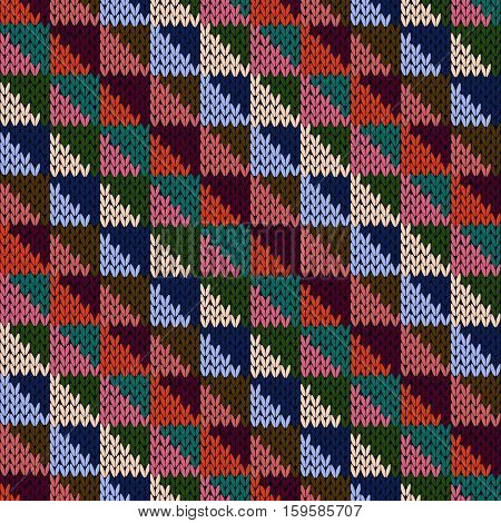 Seamless Knitted Motley Multicolour Geometric Pattern