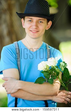 Trendy Guy With Flowers