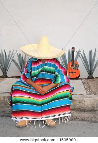 Meksykańskie Leniucha siedzieć serape Agawa gitara nap siesta typowy temat