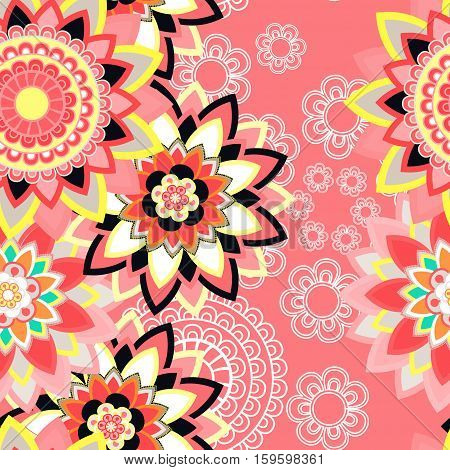 Abstract seamless pattern ornament. Mandala repeat pattern. Vintage background. Vector illustration.