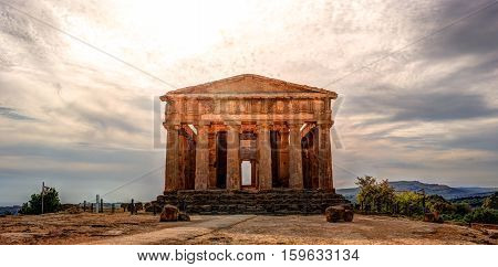 The famous Temple of Concordia in the Valley of Temples near Agrigento, Sicily