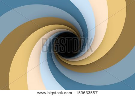 black hole in blue color 3D illustration