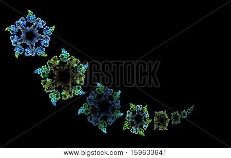 Computer-generated fractal abstraction on the black background