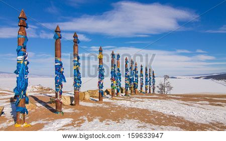 Serge Posts On Olkhon Island Shaman Rock, Baikal