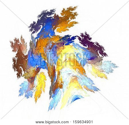 Abstract fractal illustration in yellow and blue gamma. Elegant fractal design. New series of creative elements. Illustration of chaotically twisted colours