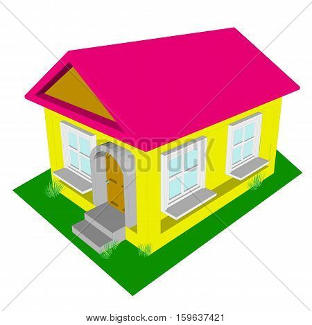 Cosy house. Welcome. Vector illustration. Isometric view