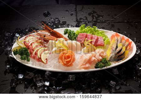 Seafood Sushi Plater On Slate