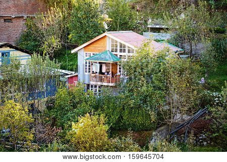 Kullu valley scenery house - Himachal pradesh, India