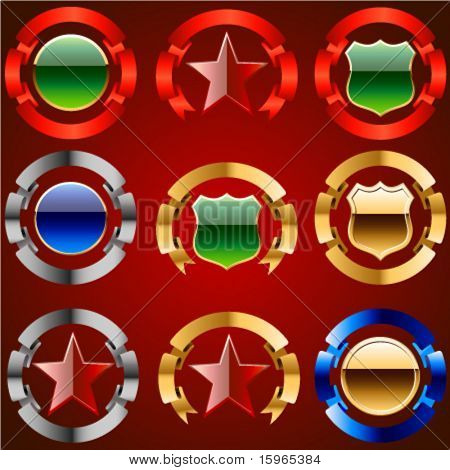 Conjunto de emblemas con la cinta y estrellas