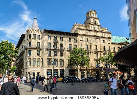 BARCELONA, SPAIN - May 3, 2015: Catalana Occident building at Passeig de Gracia avenue in Barcelona, Spain