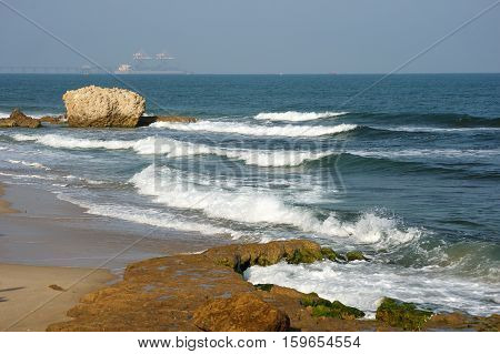 Mediterranean coast in southern Israel near the city of Ashkelon