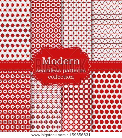 Vector illustration set of seamless modern patterns. Stock vector