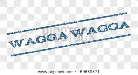 Wagga watermark stamp. Text caption between parallel lines with grunge design style. Rubber seal stamp with scratched texture. Vector cobalt blue color ink imprint on a chess transparent background.