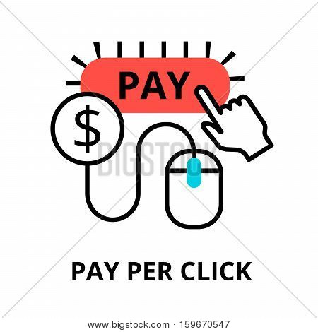 Modern flat thin line design vector illustration concept of pay per click internet marketing strategy for graphic and web design