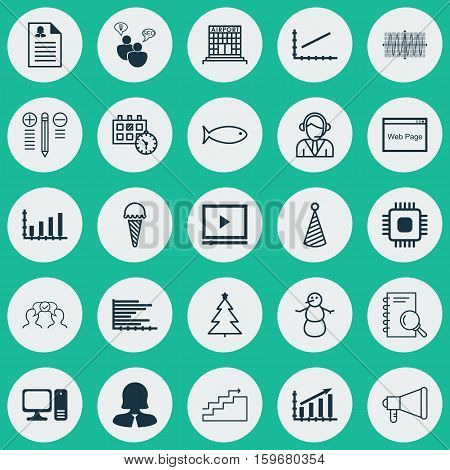 Set Of 25 Universal Editable Icons. Can Be Used For Web, Mobile And App Design. Includes Elements Such As Chip, SEO Brainstorm, Fishing And More.