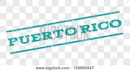 Puerto Rico watermark stamp. Text caption between parallel lines with grunge design style. Rubber seal stamp with unclean texture. Vector cyan color ink imprint on a chess transparent background.