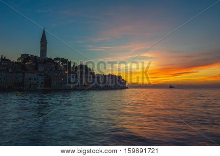 Old Town Of Rovinj At Sunset, Istrian Peninsula, Croatia