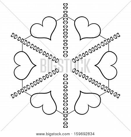 Valentine's Day hearts circular outline ornament. Web design element isolated on white background. Vector illustration
